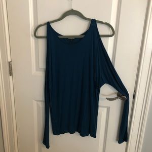 Express Blue Cold Shoulder Shirt